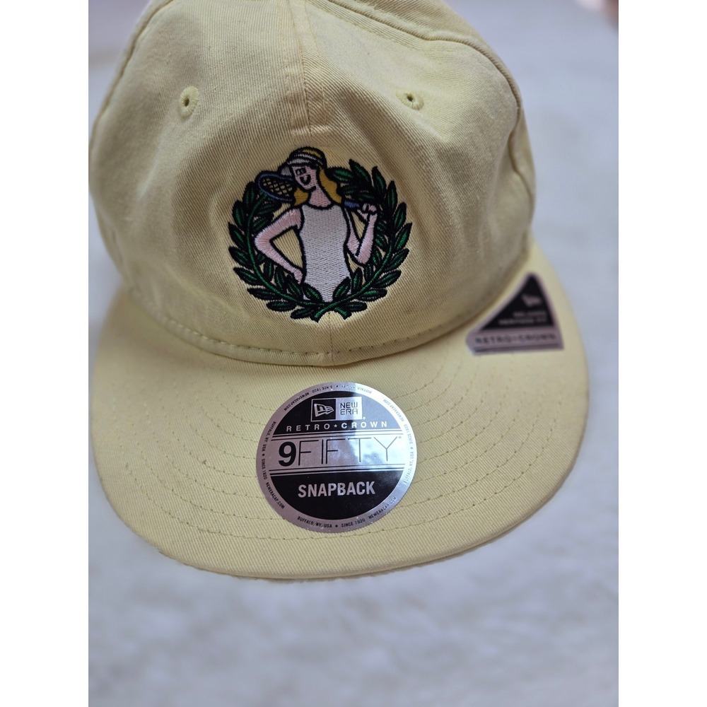 New Era 9FIFTY Retro Crown‎ Snapback Hat Yellow Tennis Player Laurel Wreath Cap